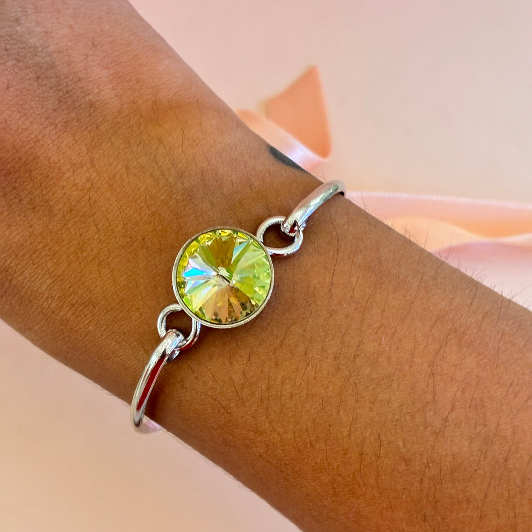 Green Swarovski crystals silver set