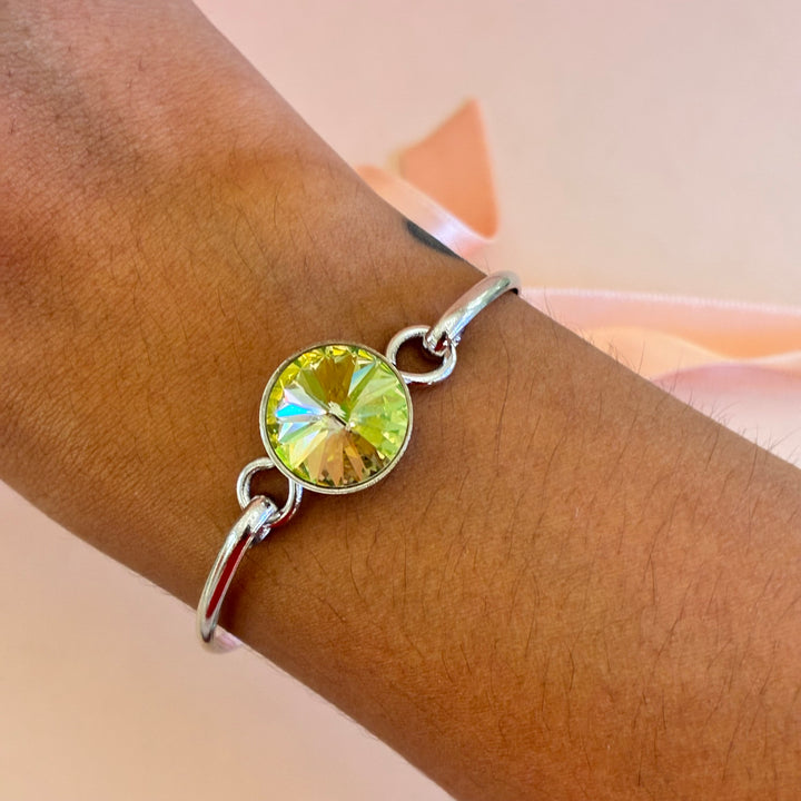 Green Swarovski crystals silver set