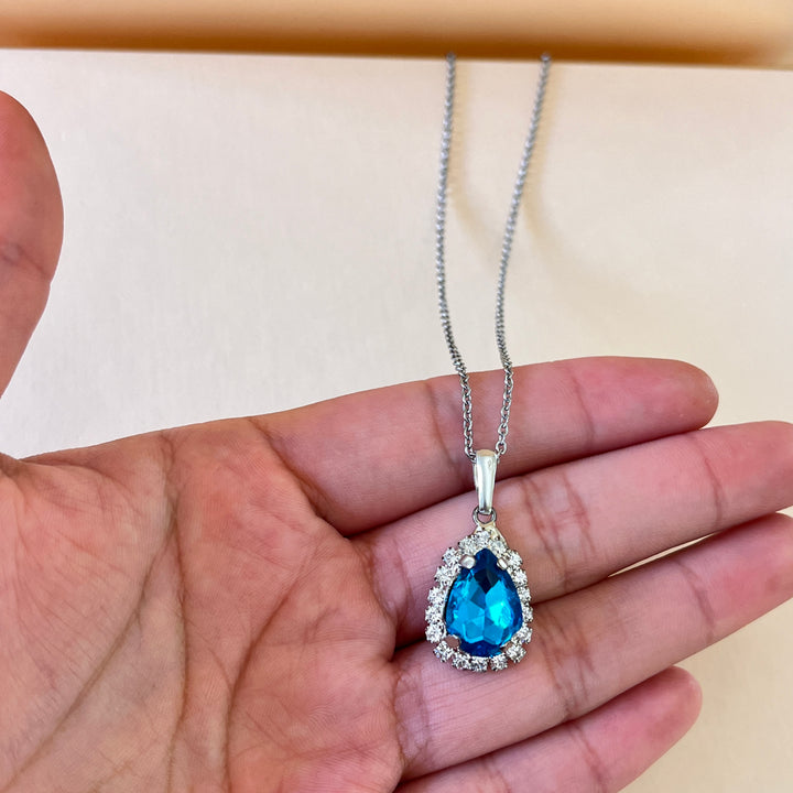 Turquoise teardrop preciosa crystals pendant