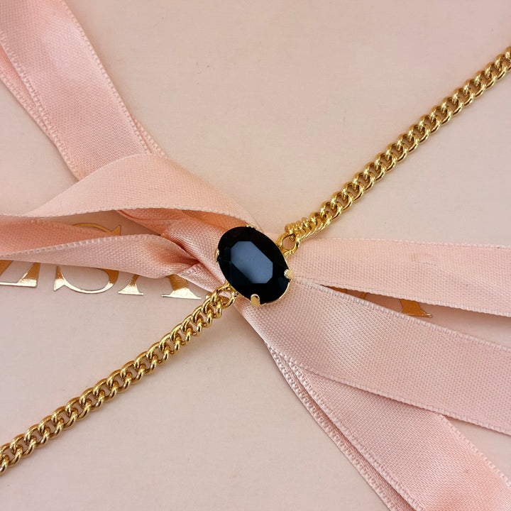 Dainty Oval black preciosa crystals bracelet