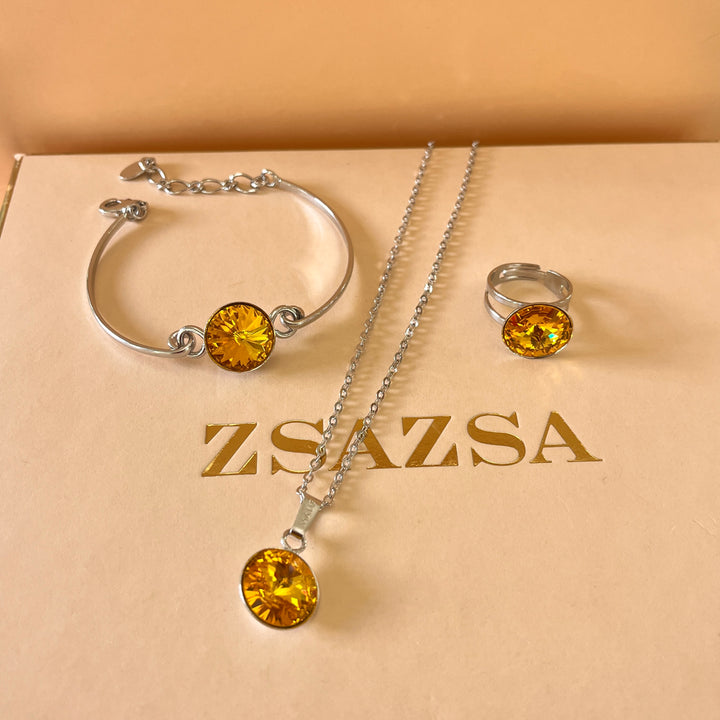 Topaz Swarovski crystals set