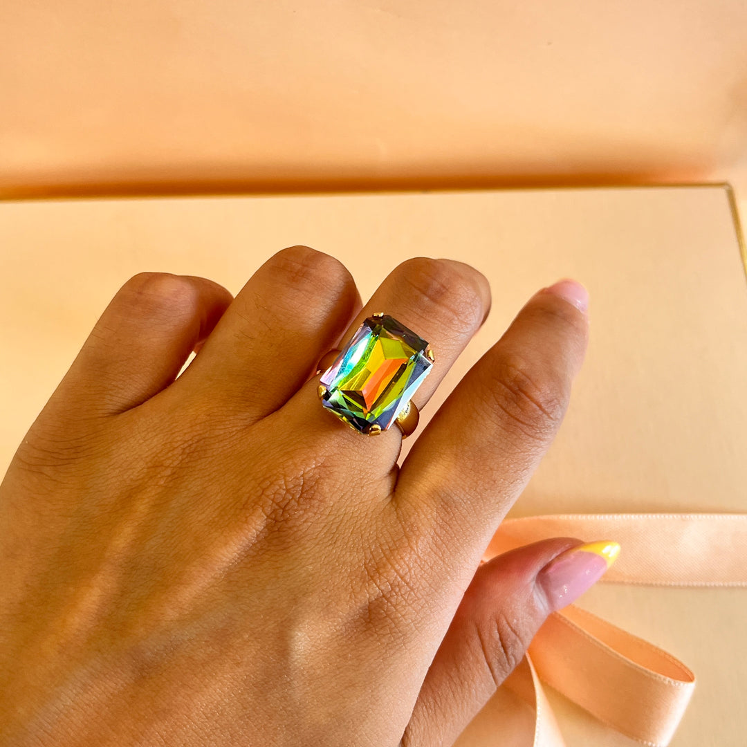 Watermelon rectangular Swarovski crystals set