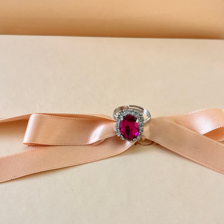 Fuchsia oval Swarovski crystals set