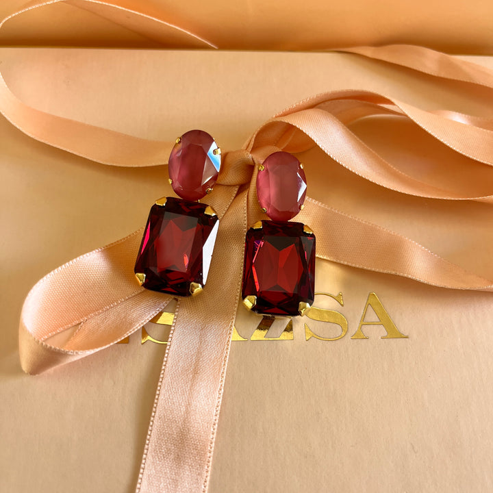 Red Swarovski crystals earrings