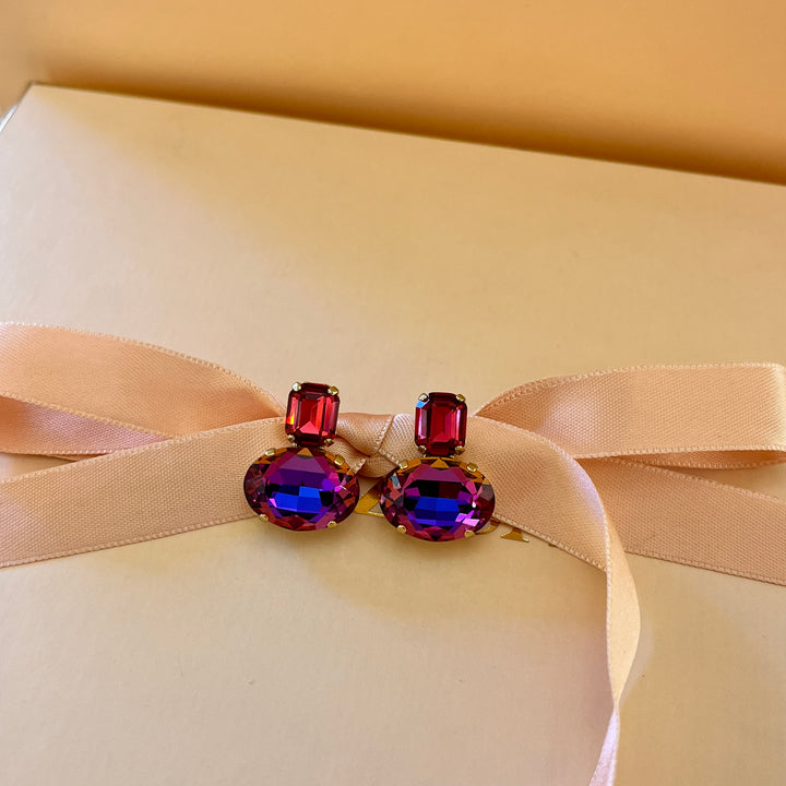 Fuchsia Swarovski crystals studs