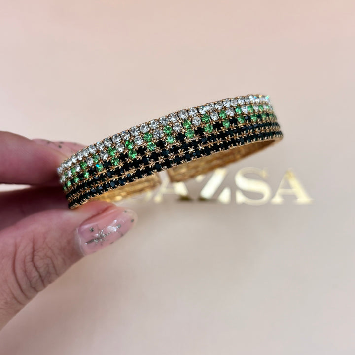 Green and black Rhinestone Bracelet