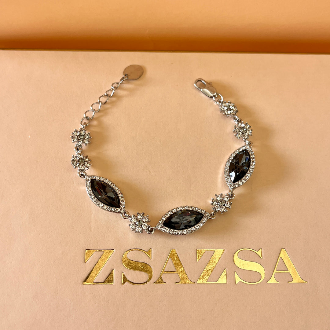 Grey marquise Swarovski crystals set