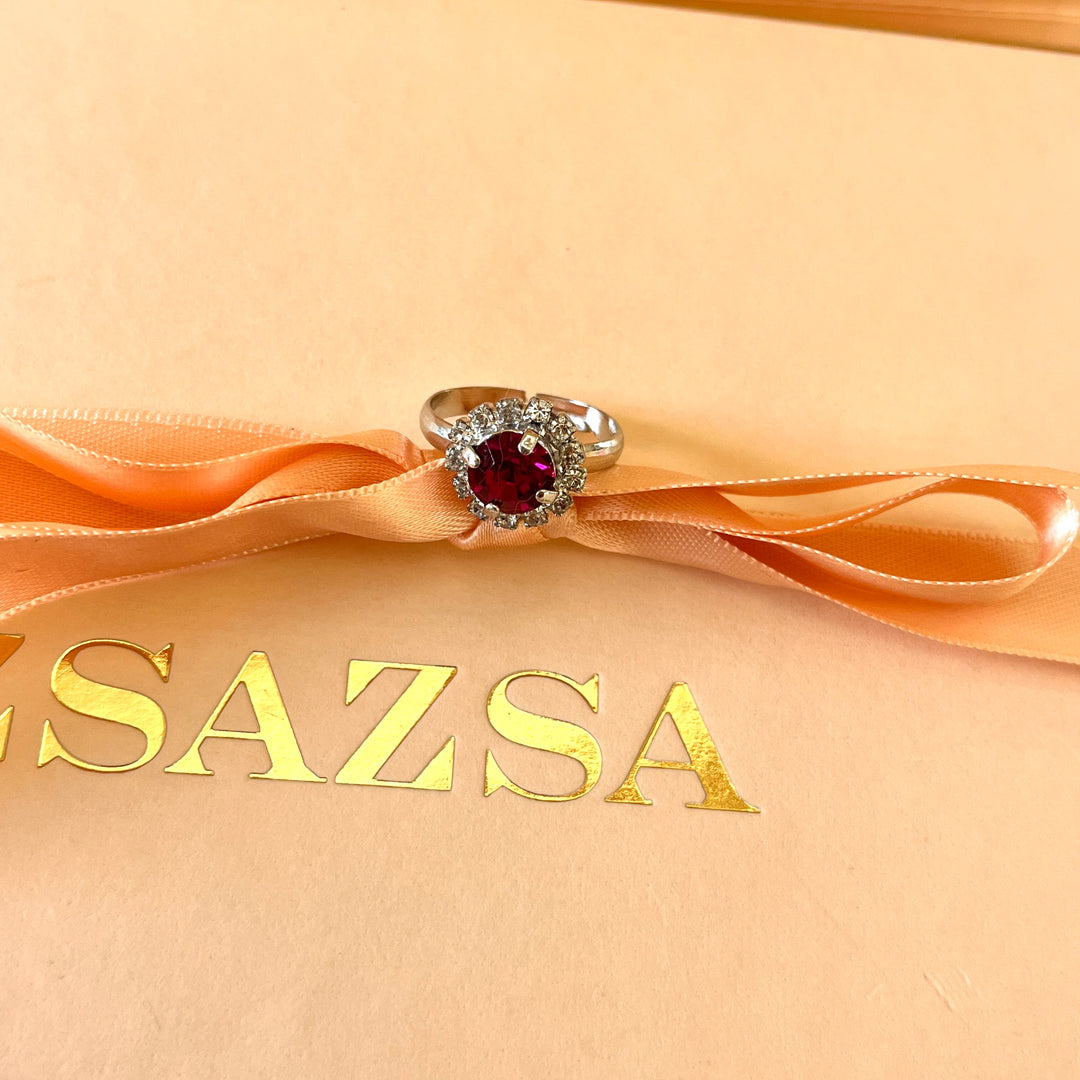 Fuchsia flower Swarovski crystals set