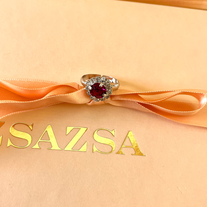 Fuchsia flower Swarovski crystals set