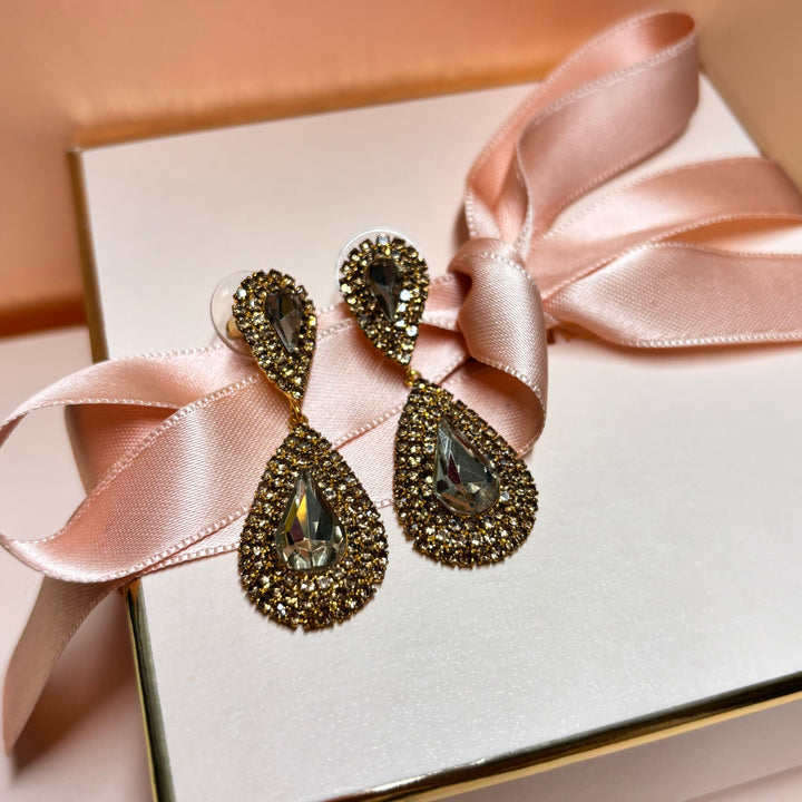 Double teardrop brown earrings