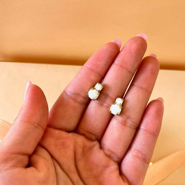 Matte white Swarovski crystals studs