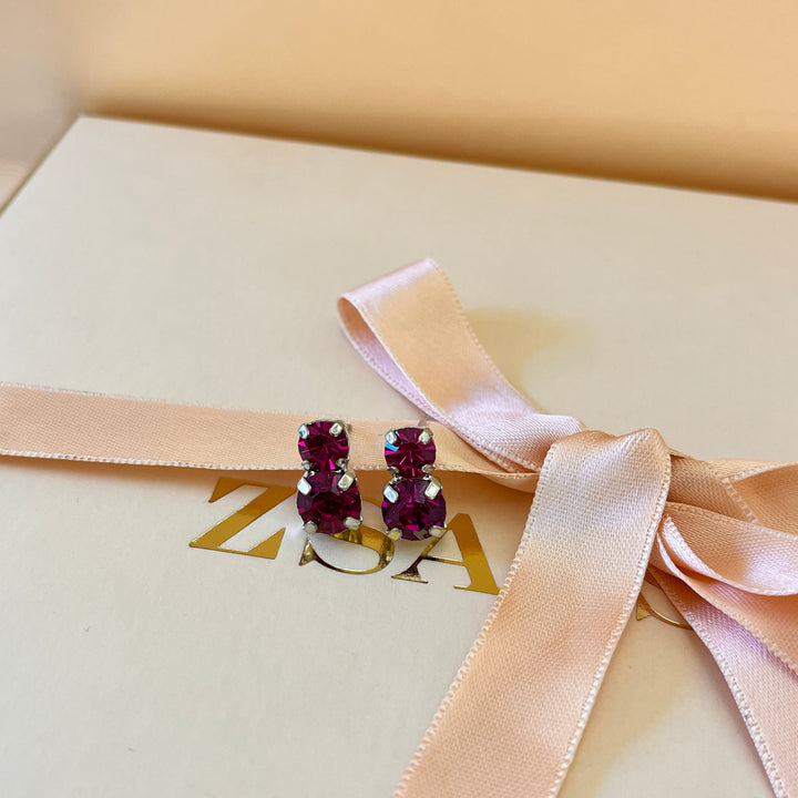 Fuchsia Swarovski crystals studs