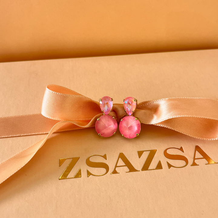 Pink neon Swarovski crystals  earrings