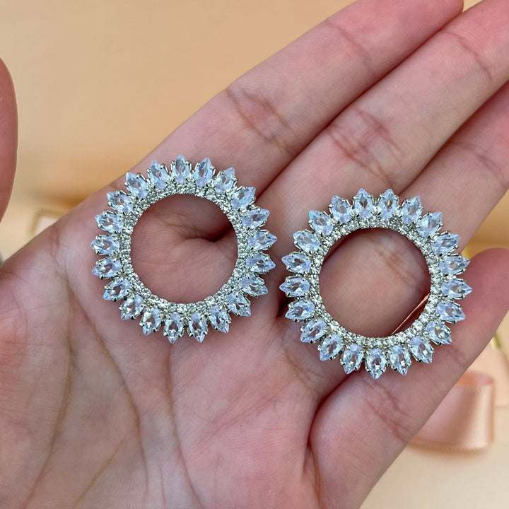 Round zircone marquise earrings