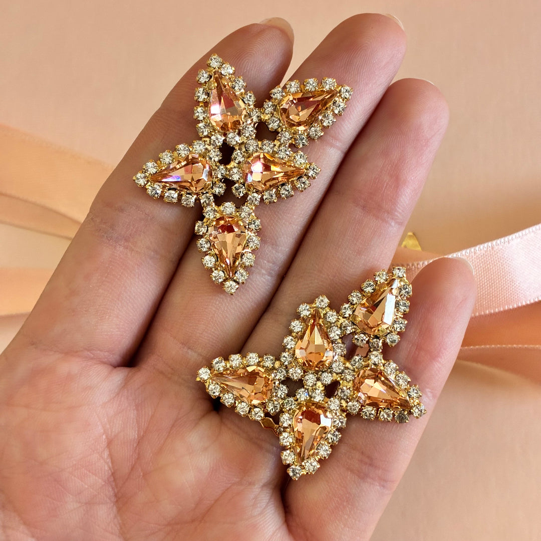 Peach teardrops Swarovski crystals set