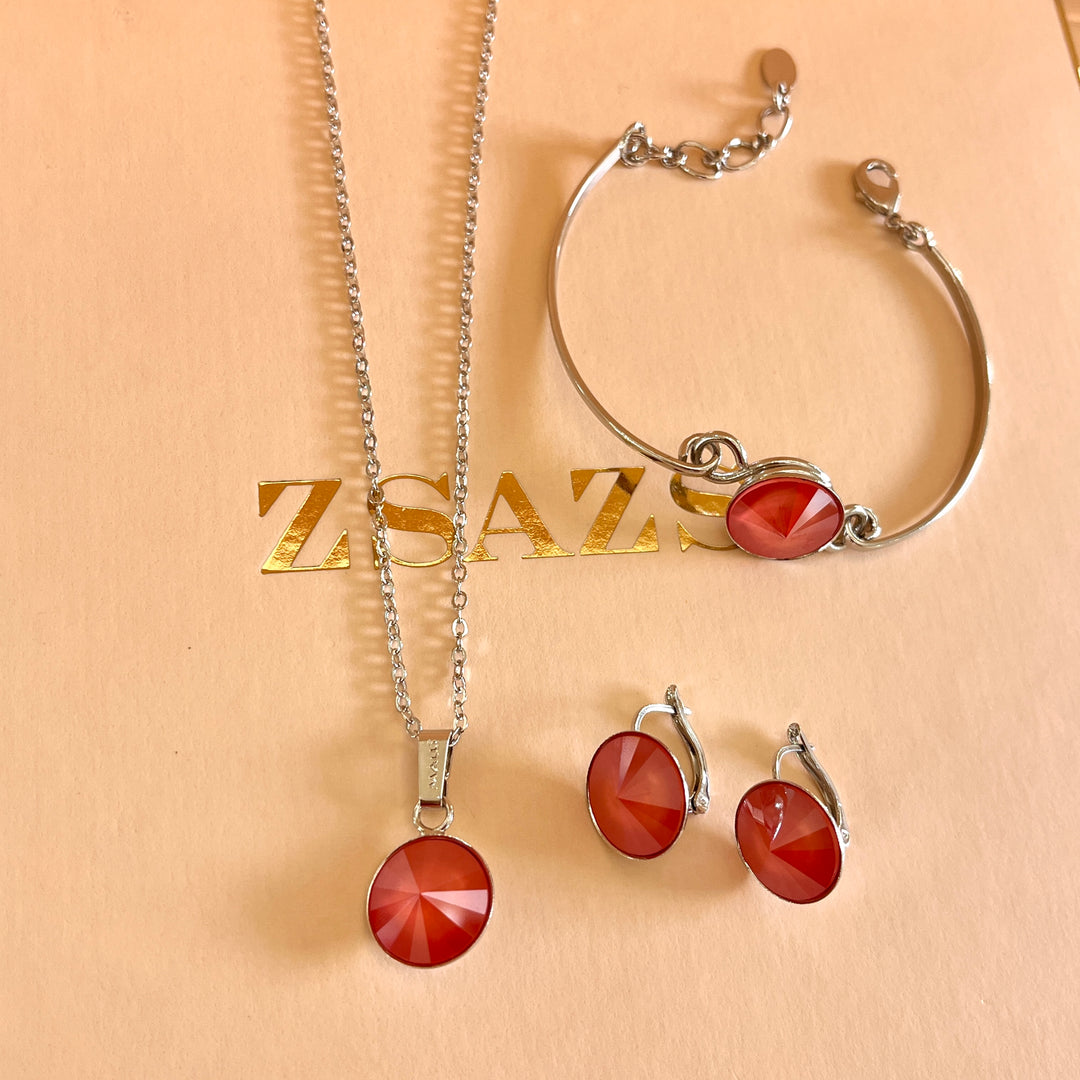 Coral Swarovski crystals set