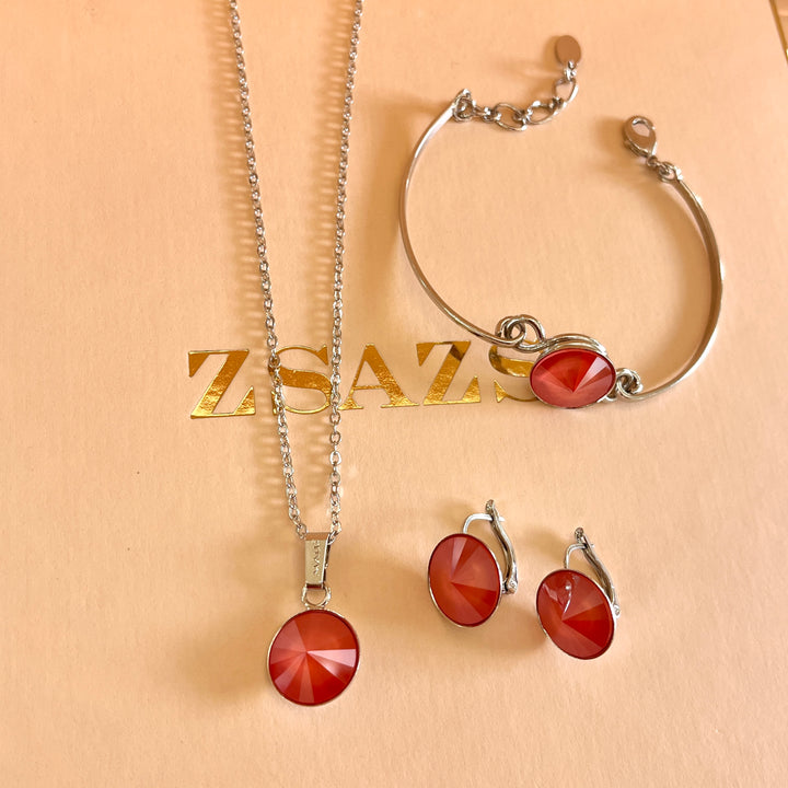 Coral Swarovski crystals set