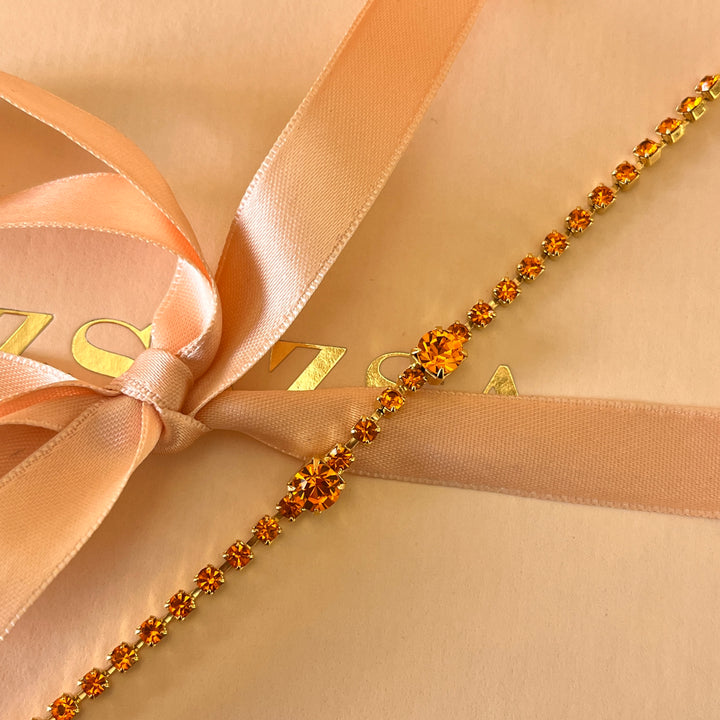 Orange Swarovski crystals bracelet
