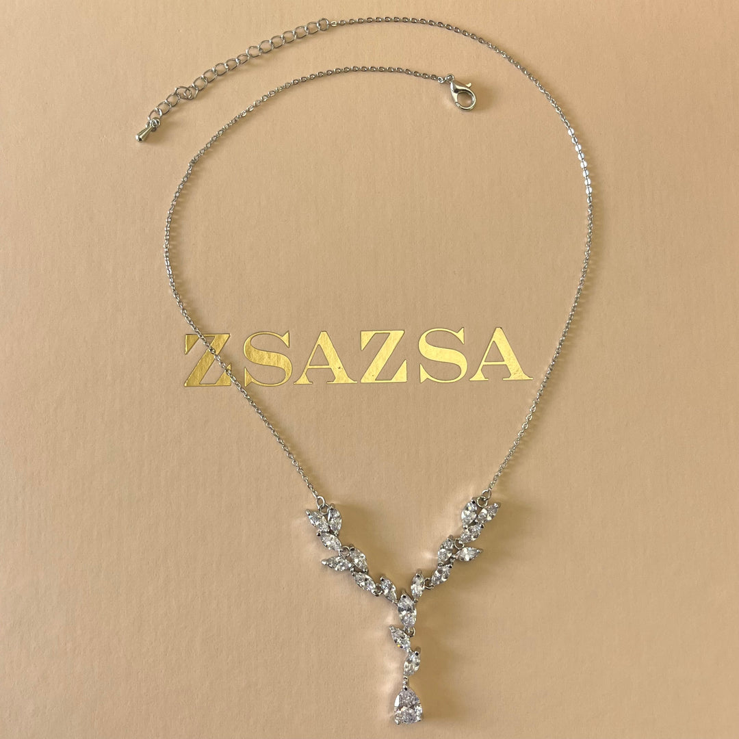 Silver zircone teardrop & marquise set