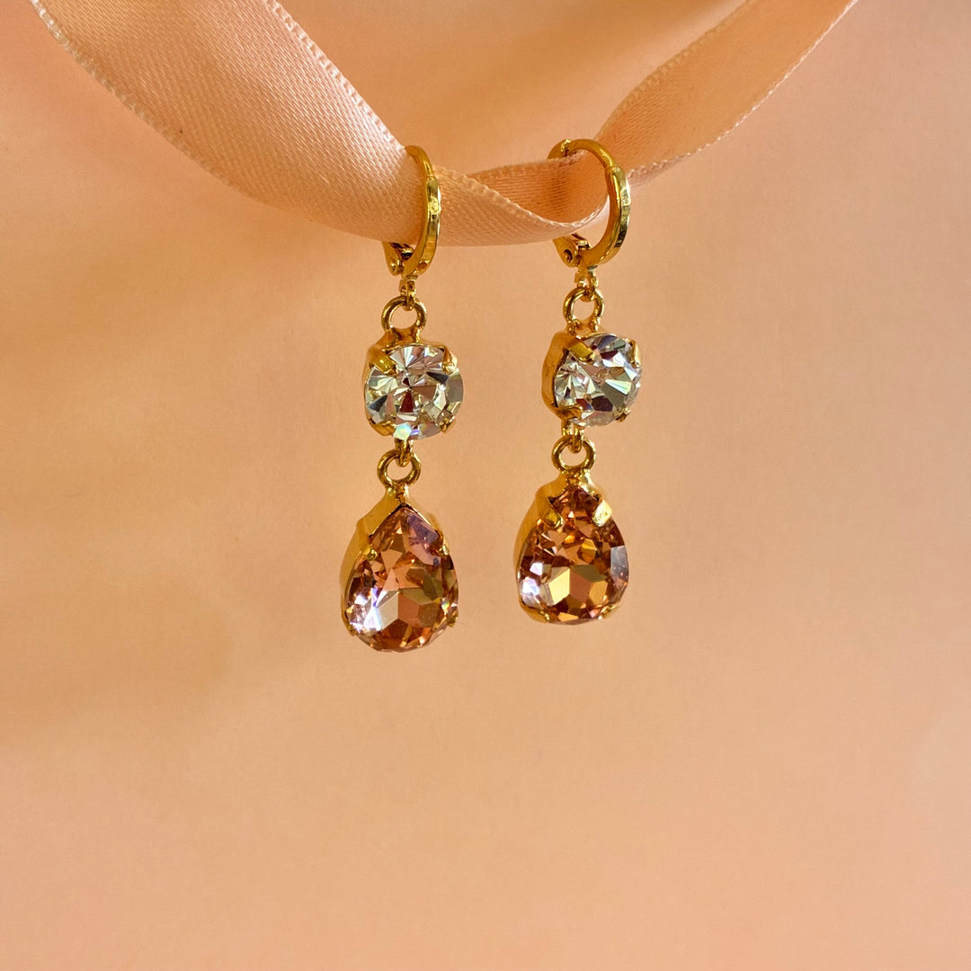 Peach Swarovski crystals hooks