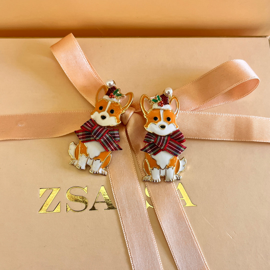 Christmas dogs earrings