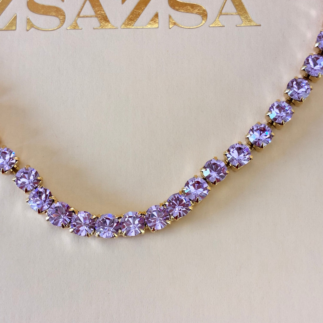 Lilac Swarovski crystals gold plated set