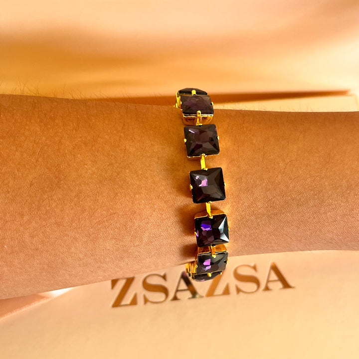 Purple preciosa crystals studs and bracelet