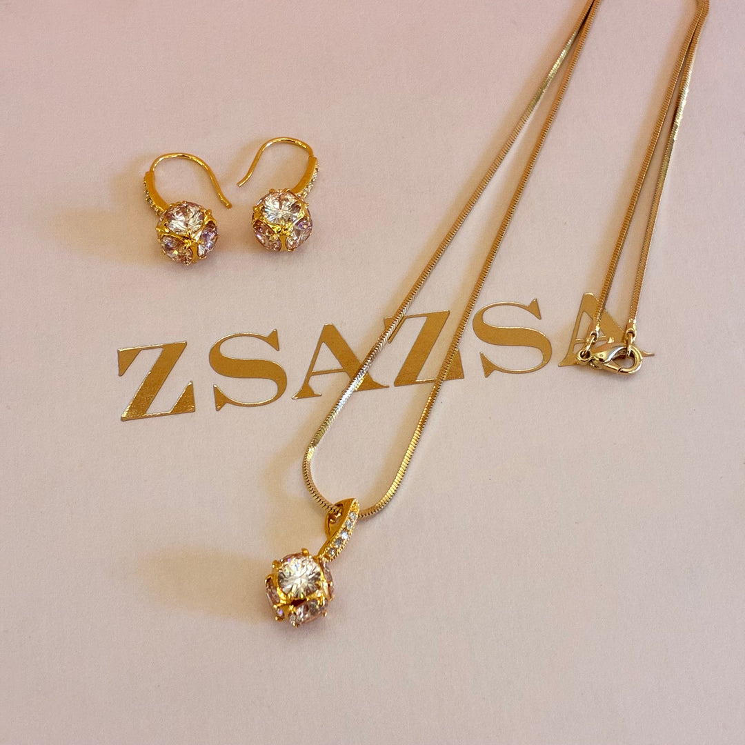 Peach zircone gold plated pendant