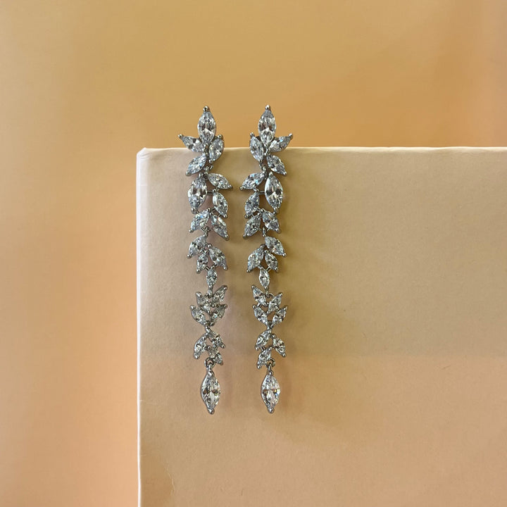 Silver zircone marquise earrings