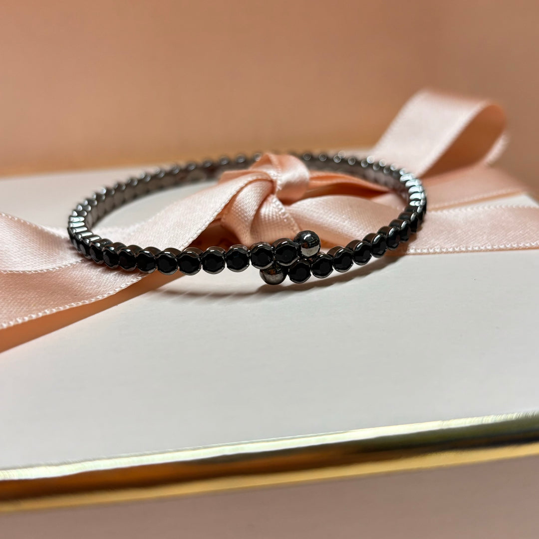 Dainty black rhinestone bangle