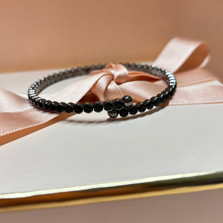 Dainty black rhinestone bangle
