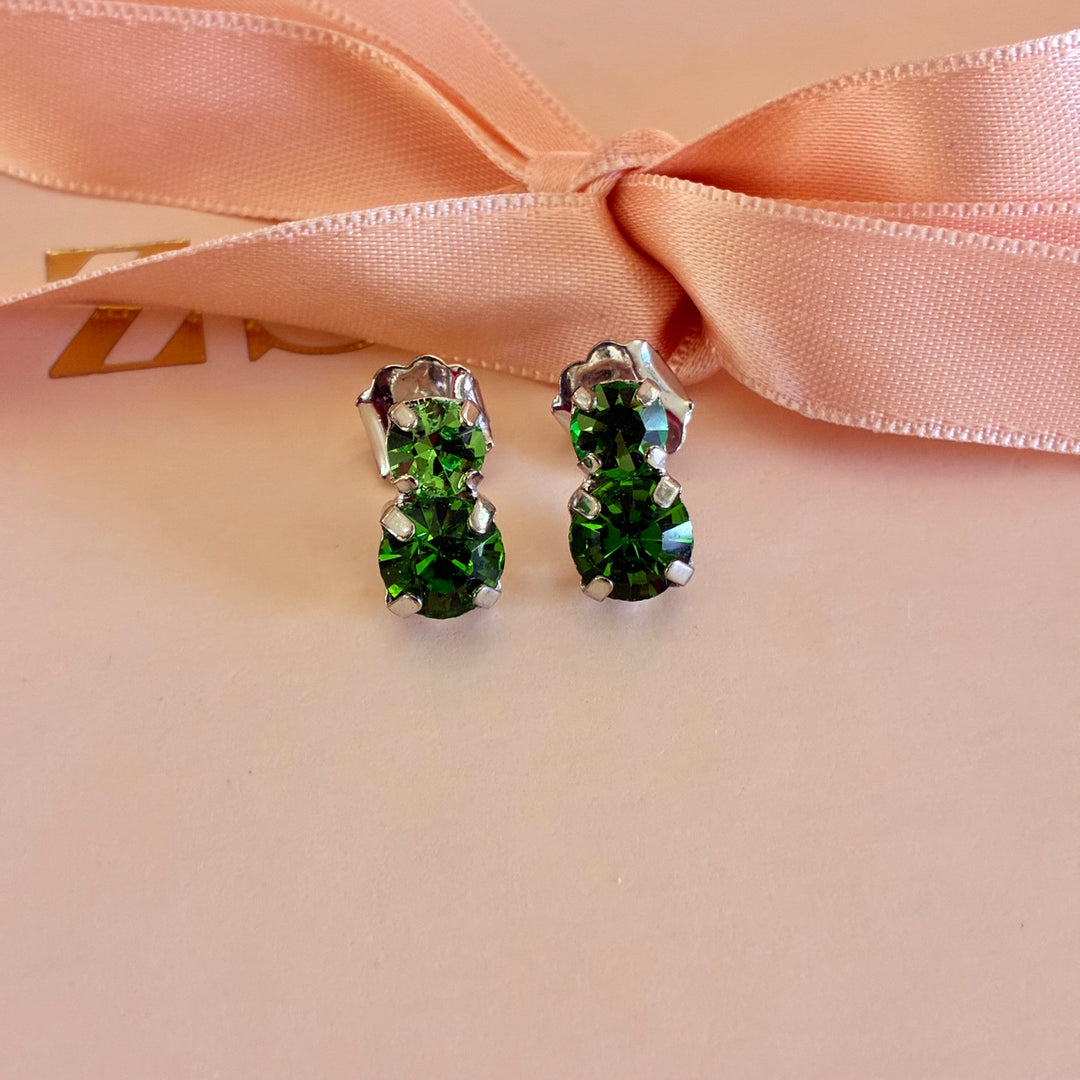 Green Preciosa crystals silver set