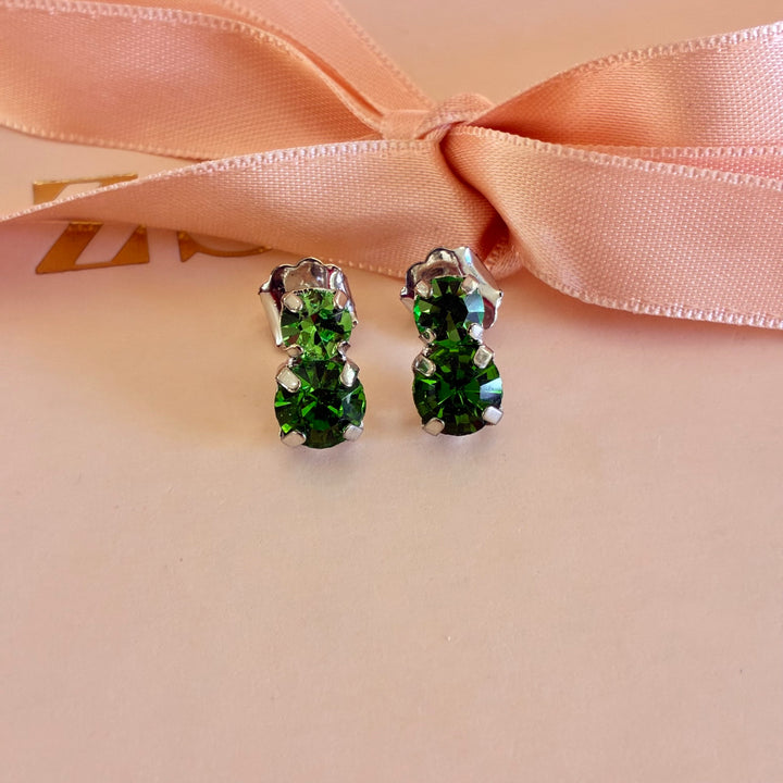 Green Preciosa crystals silver set