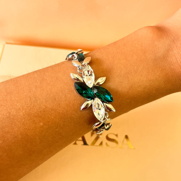 Marquise dark green Swarovski crystals set