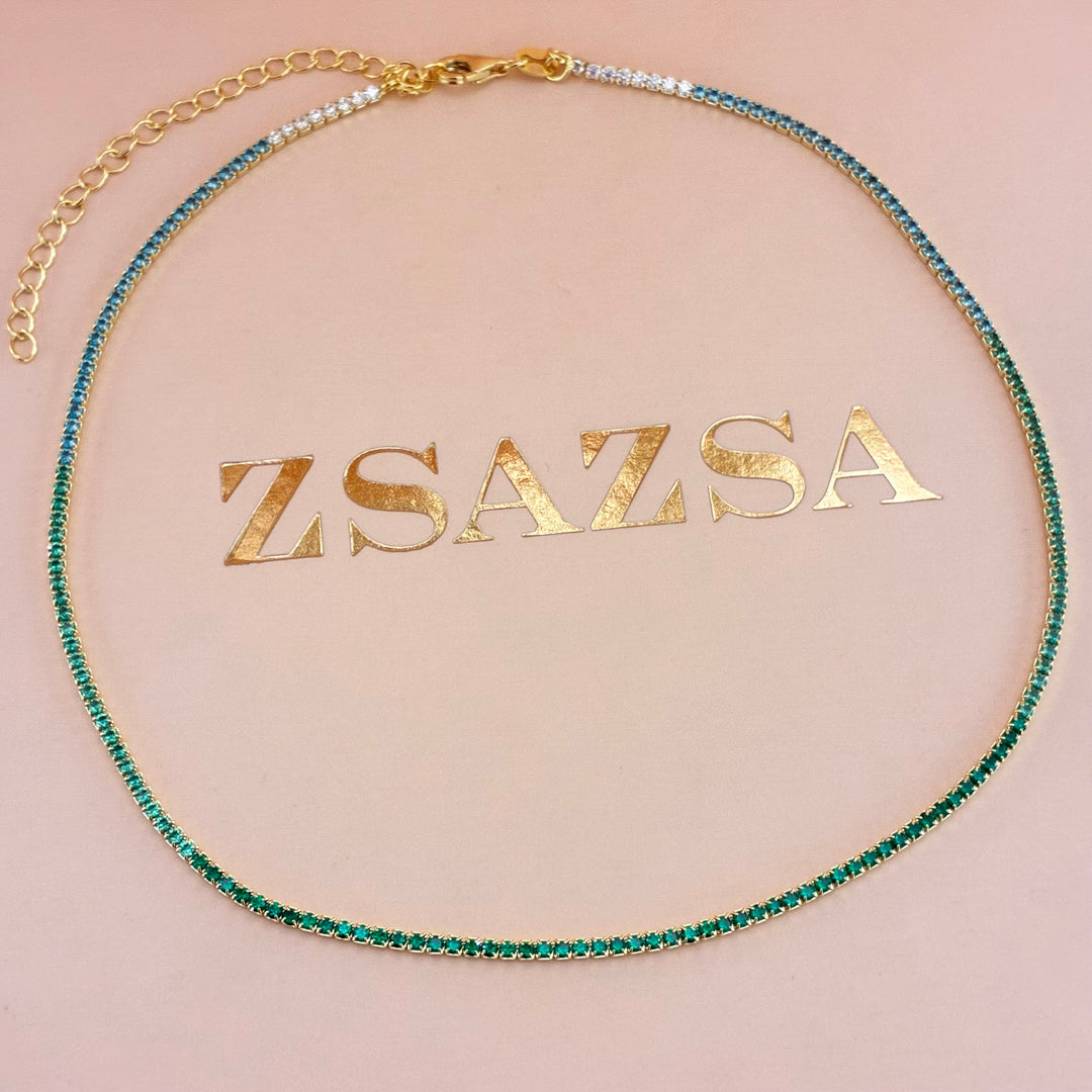 Green Sterling silver gold plated set