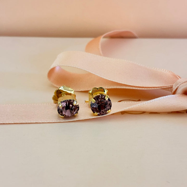 Mauve preciosa crystals gold plated studs