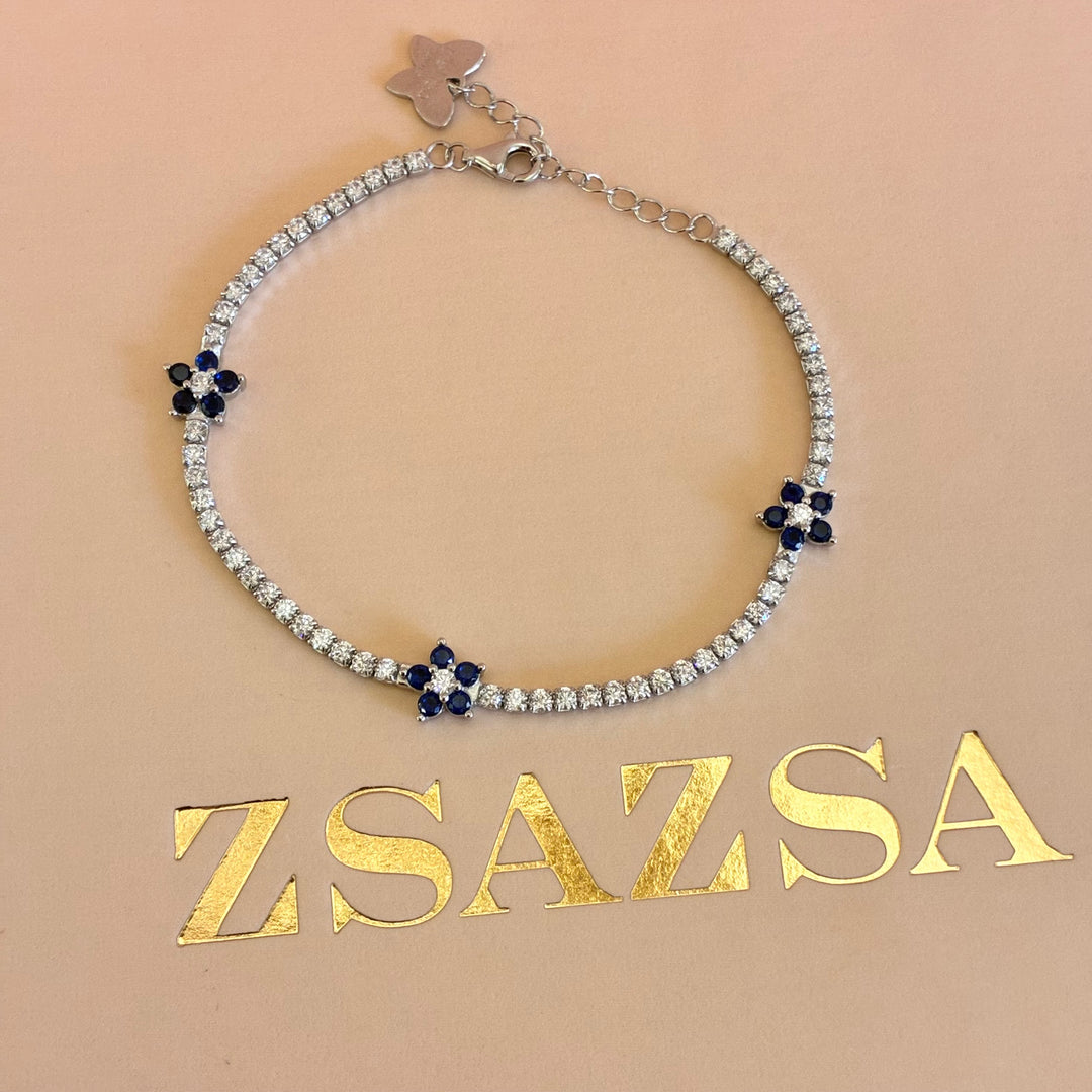 Royal blue sterling silver zircone set