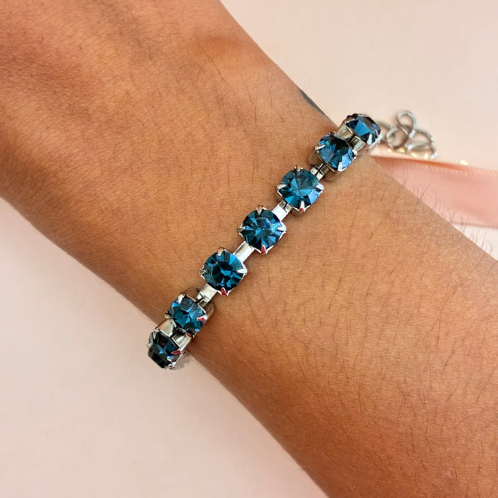 Navy blue Preciosa crystals silver bracelet