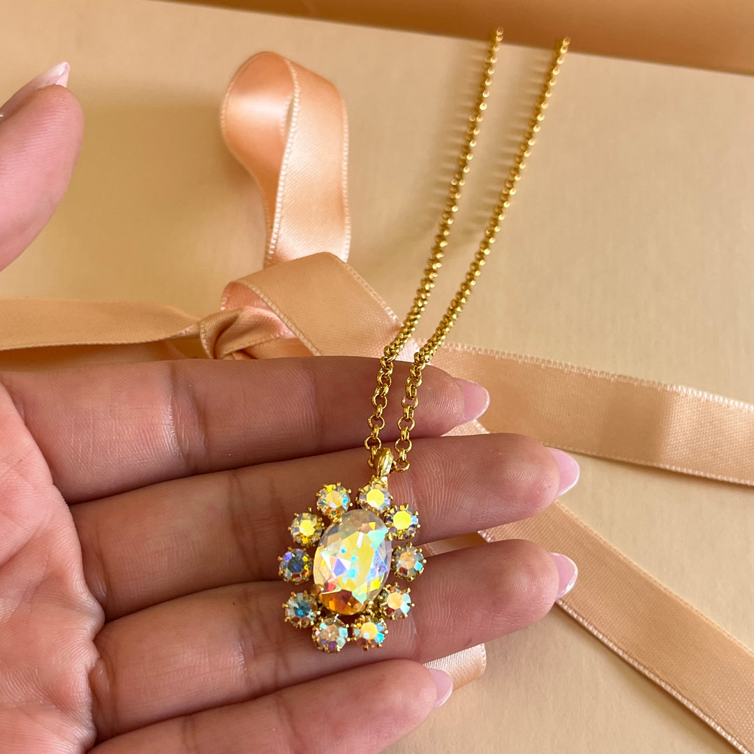 Aurora borealis Swarovski Crystals pendant and ring