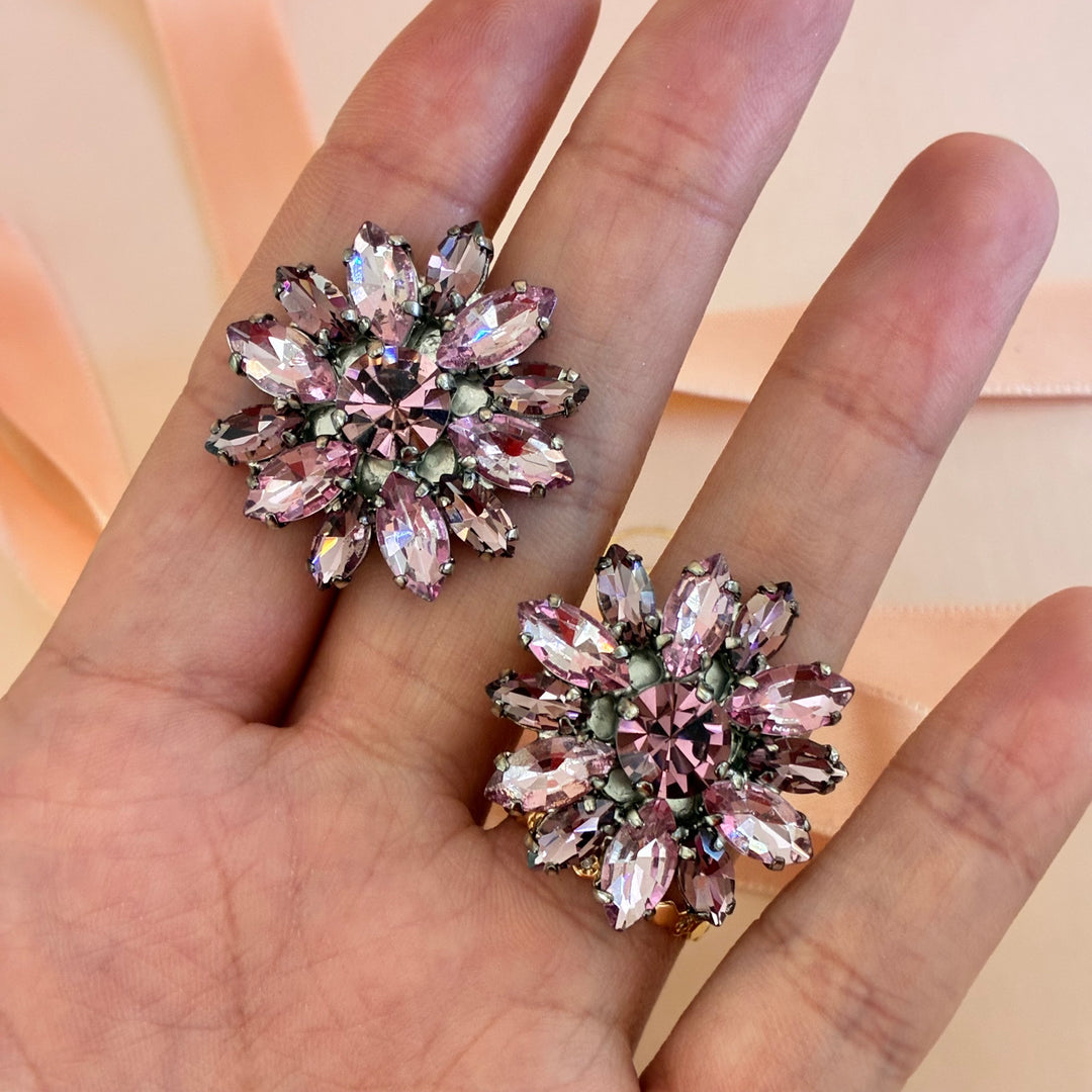 Flowers mauve preciosa crystals set