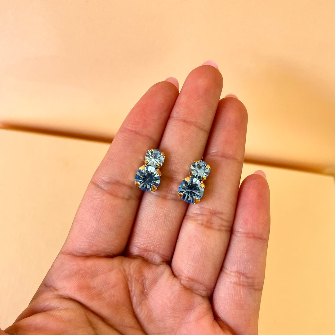 Light blue Swarovski crystals studs
