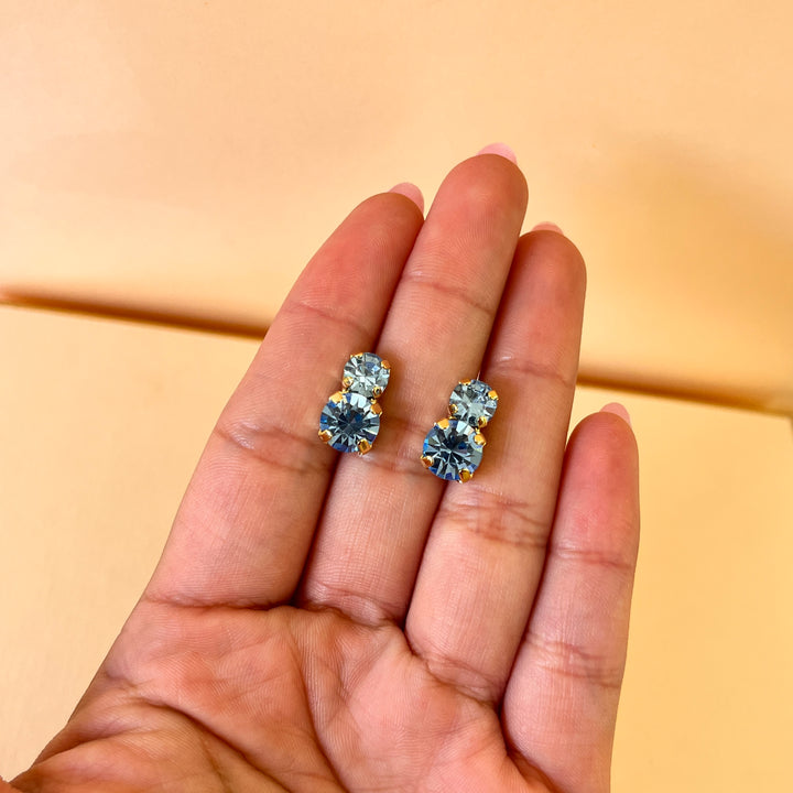 Light blue Swarovski crystals studs