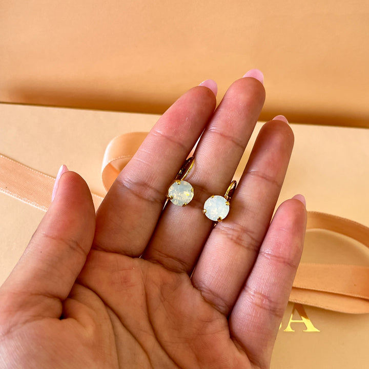 White Swarovski crystals hooks