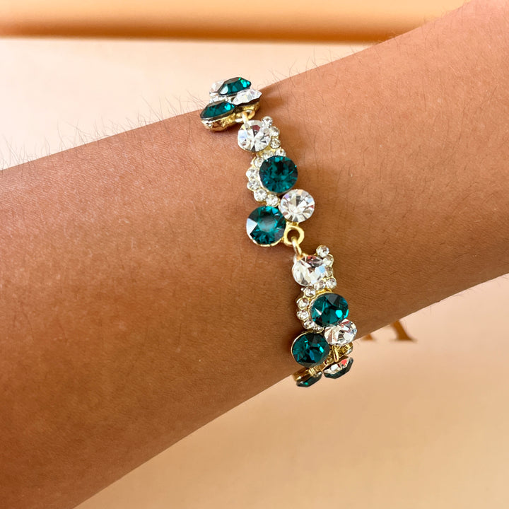 Dark green Swarovski crystals earrings and bracelet