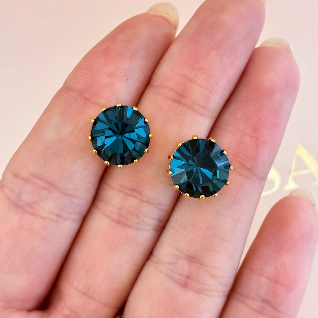 Navy blue Preciosa crystals gold plated set