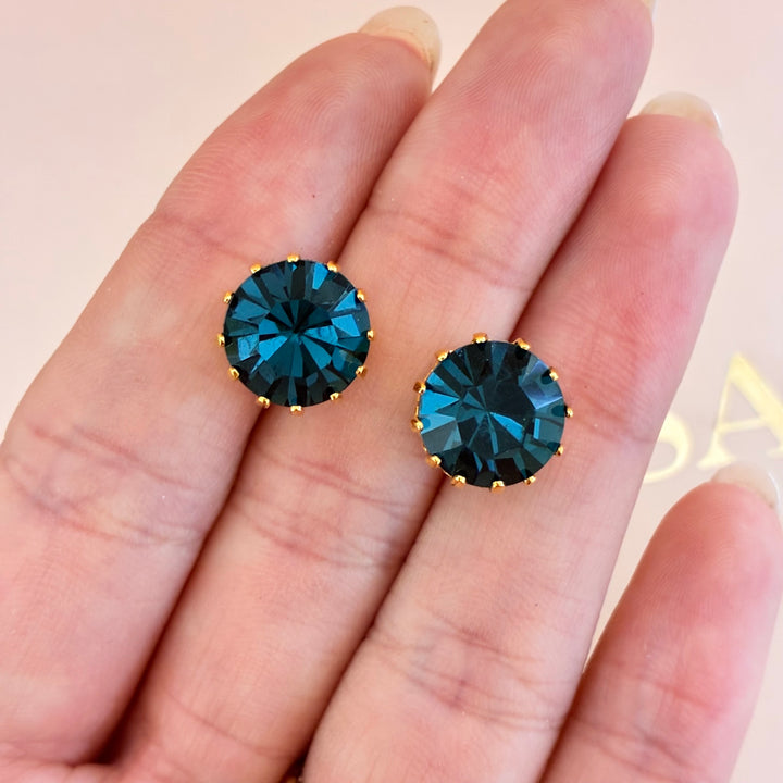 Navy blue Preciosa crystals gold plated set