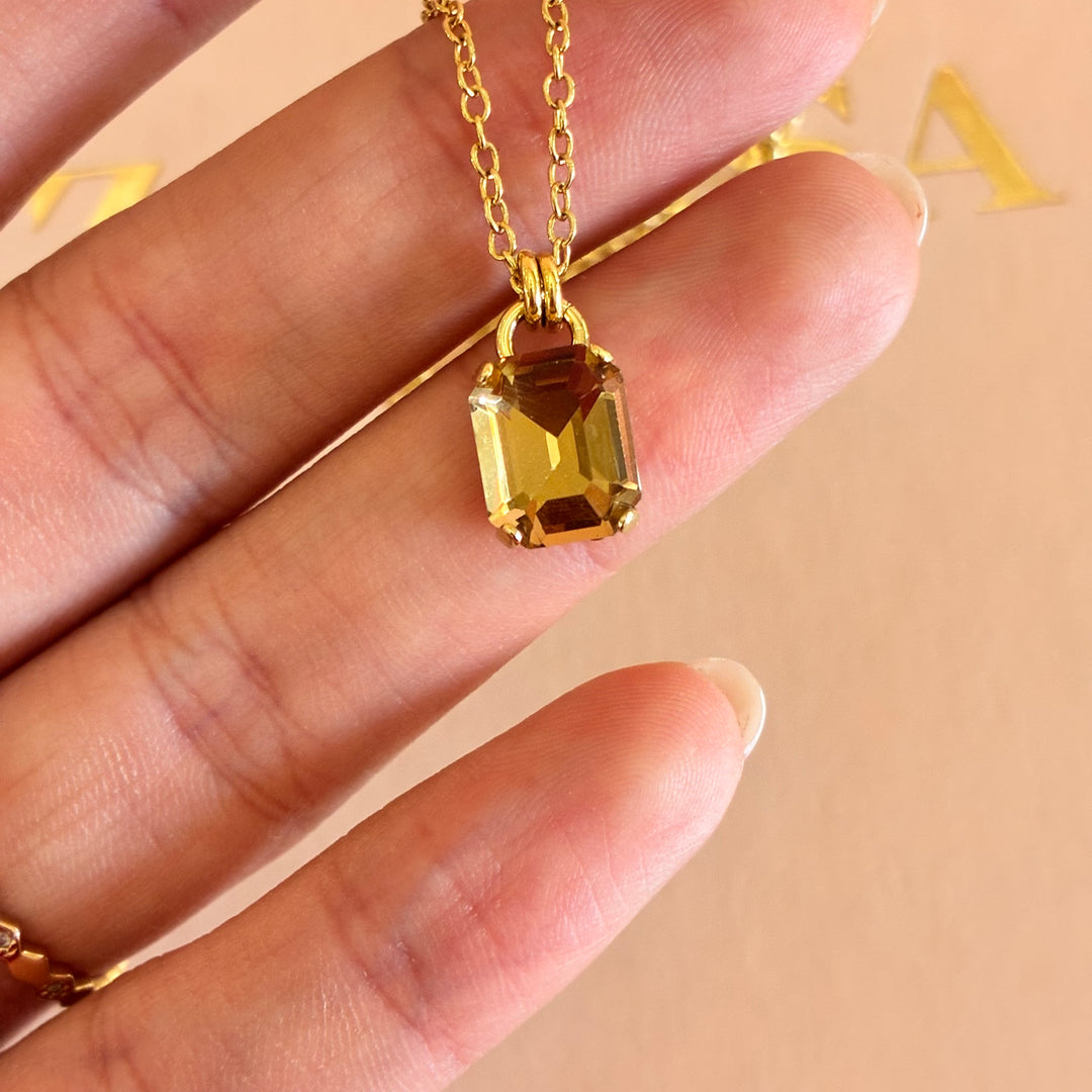 Dainty rectangular Swarovski crystal pendant