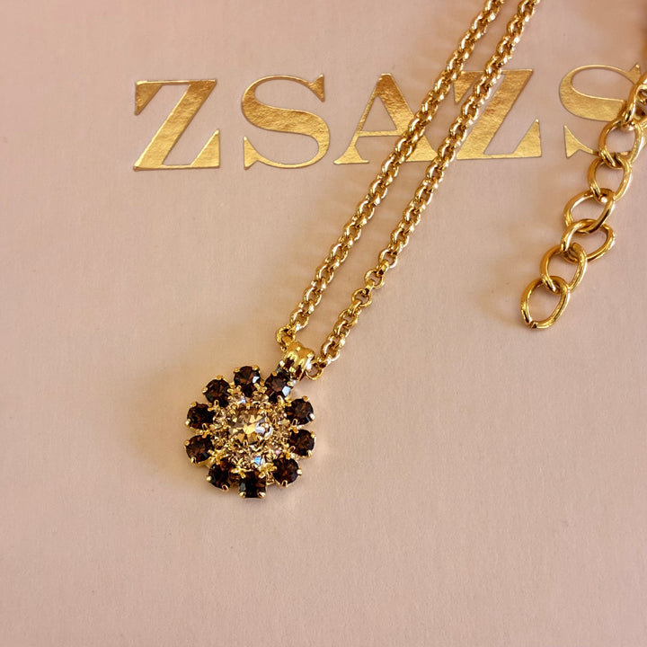 Brown with champagne flowers gold plated set