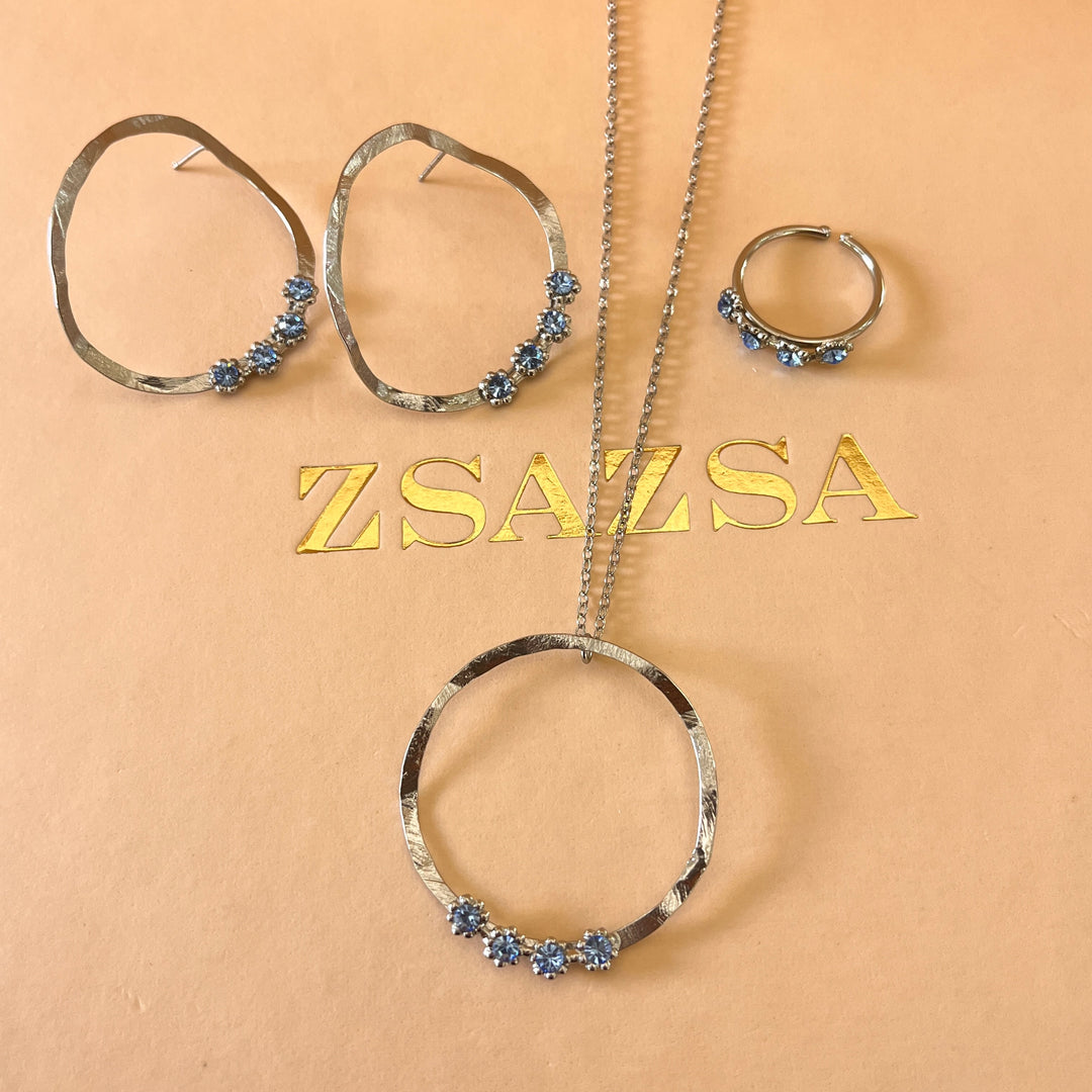 Light blue Preciosa crystals handmade set