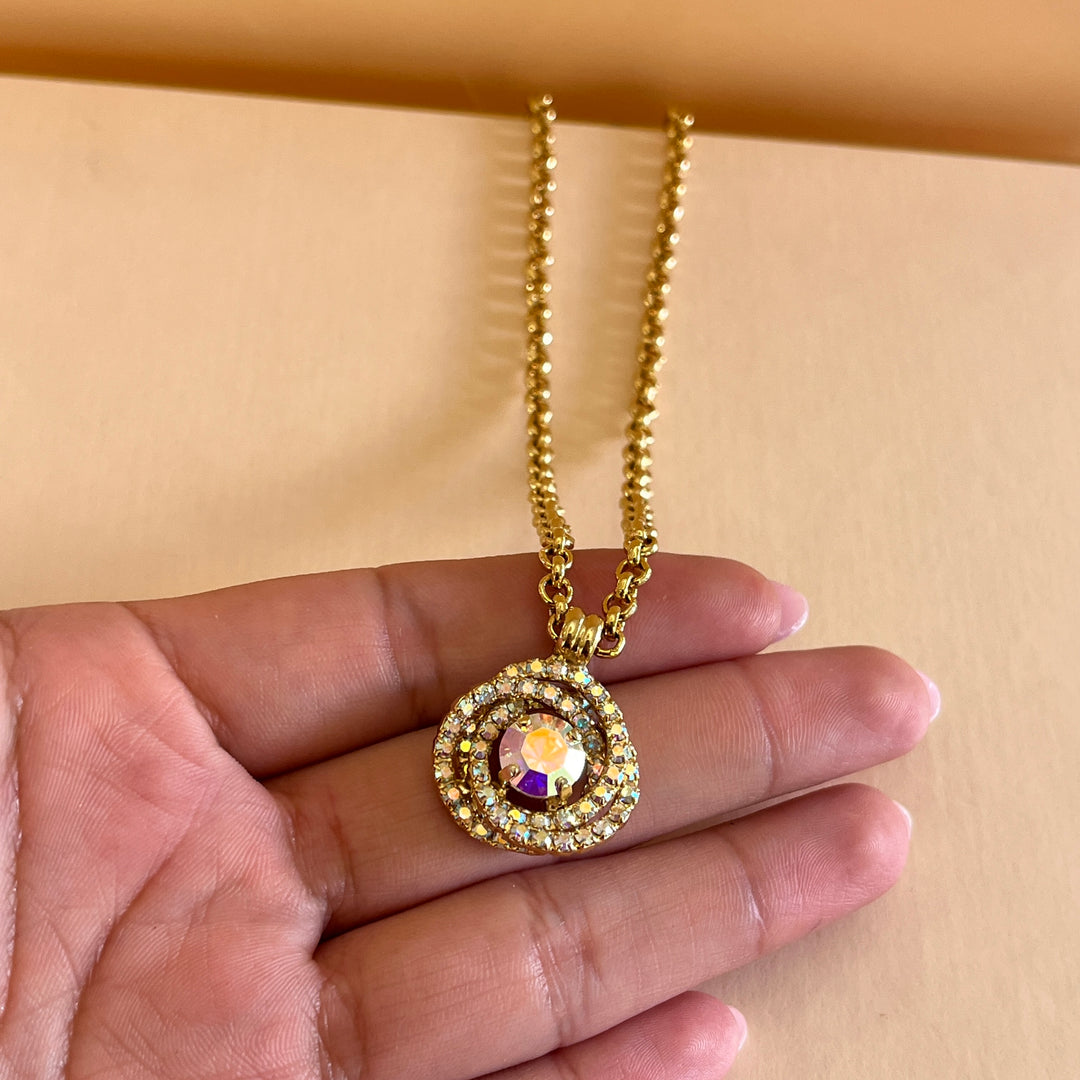 Aurora borealis Swarovski crystals long necklace